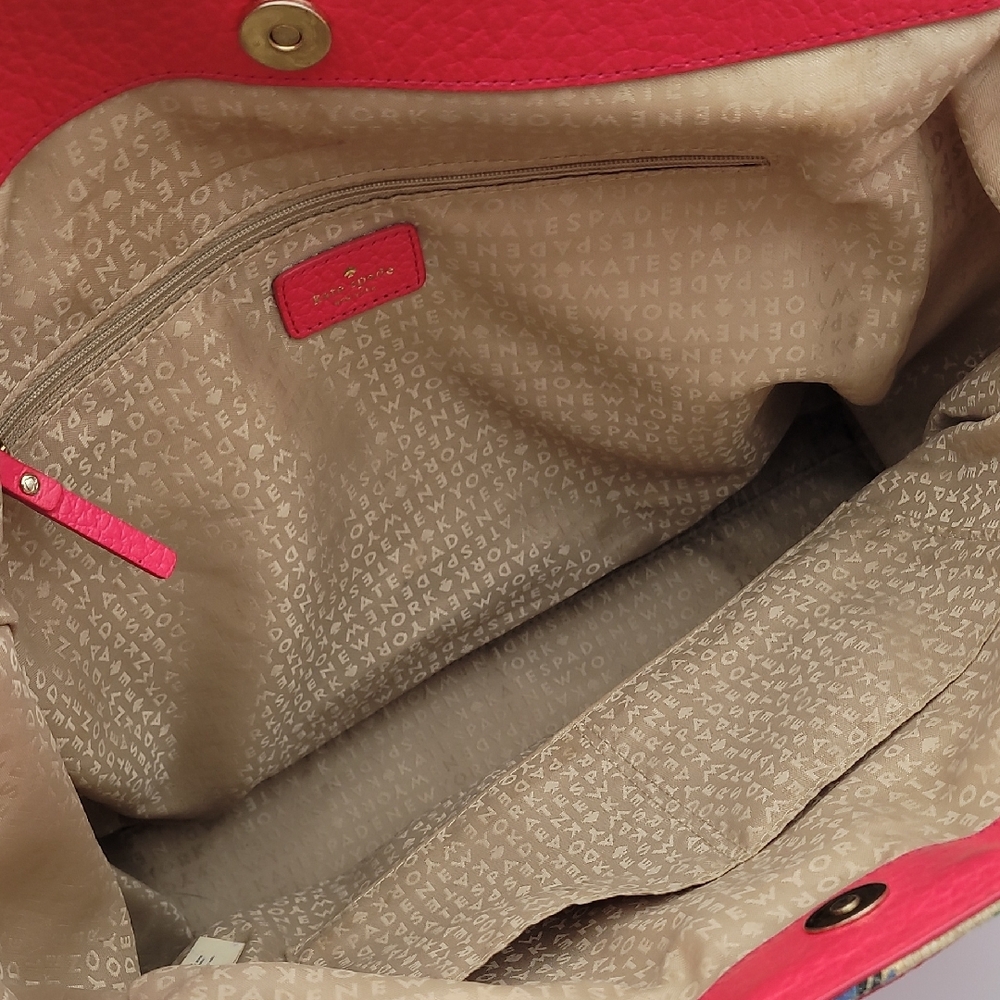 Kate Spade Floral Burlap Tote - Neon Pink and Multicolor - Picture 3 of 6